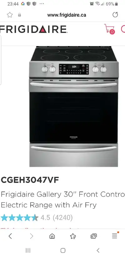 Frigidaire Electric Range, View more