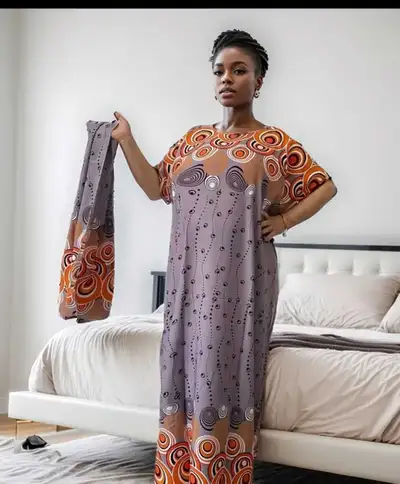 African Print Caftan, View more