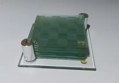 Glass Coaster Set with Stand- $40.00, View more