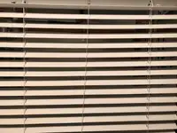 WHITE FAUX WOOD BLINDS (3)