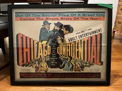 Rare Movie Poster-Chicago Confidential Framed. This was originally banned in Toronto Government-way...