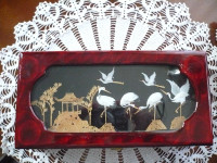 BEAUTIFUL JEWELLERY BOX WITH CORK AND CRANES FROM CHINA