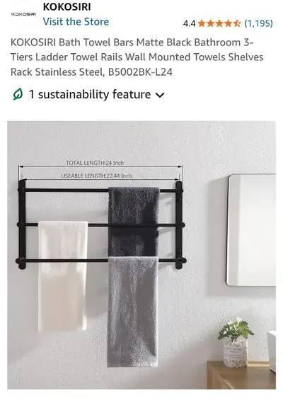 3 tier Towel Rack Bar - wall mounted, View more