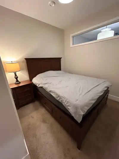 Queen Size bed frame & Night stand & Lamp, View more