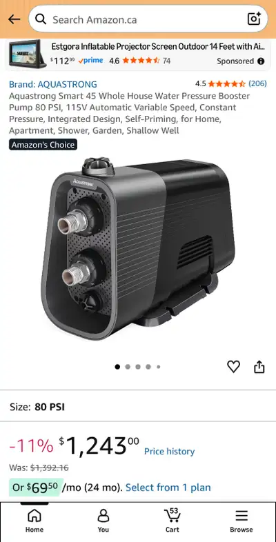 Aquastrong Smart 45 Whole House Water Pressure Booster Pump 80PS, View more