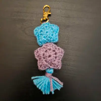 Crocheted Stars Keychain #1 (Blue & purple), View more