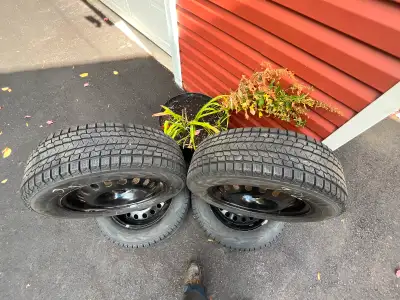 9/32 (90%) tread remains on these top of the line winter radials ..Rims are in excellent condition 5...