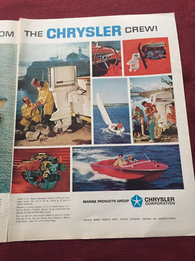 1966 Chrysler Marine Products Double Page Original Ad in Arts & Collectibles in North Bay - Image 3