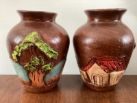 PRICE DROP! 2 Fantastic Handmade Clay Pottery Decorative Vases