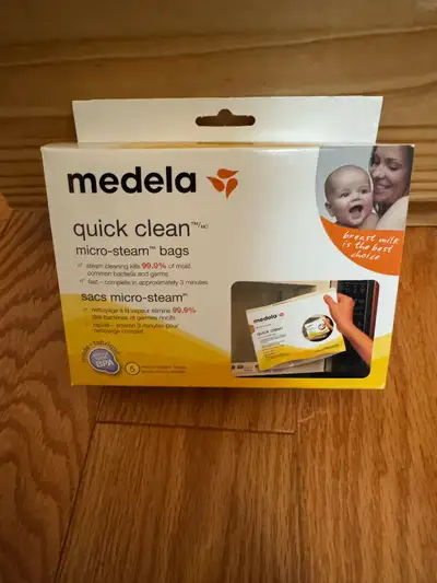 New- Medela Quick Clean Micro-Steam Bags. 5 Bags per Box, View more