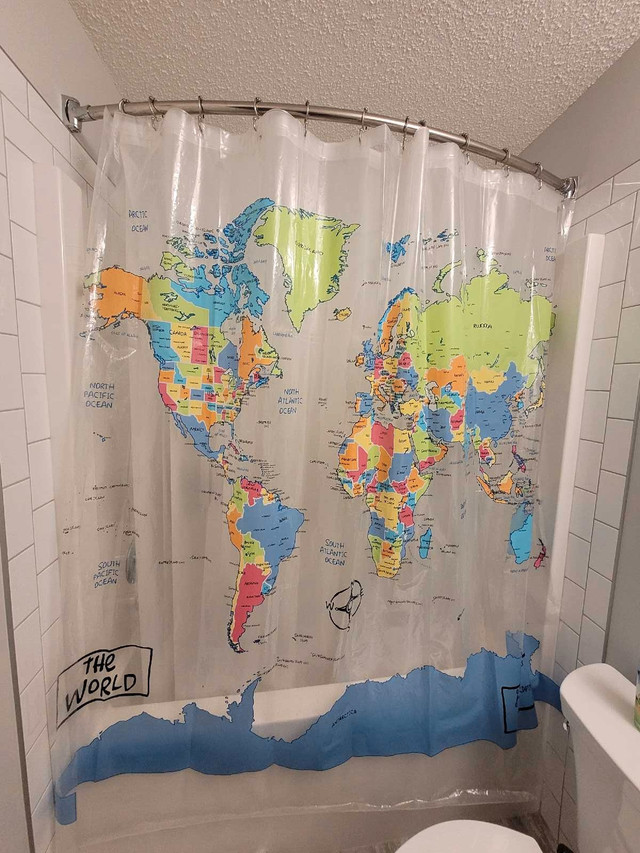 Map of the World Shower Curtain in Bathwares in Calgary - Image 2