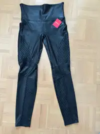 Spanx black faux leather leggings, NEW