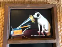MCM Victor His Master's Voice Black Particle With Wood Frame