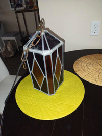Vintage stained glass hanging lamp 