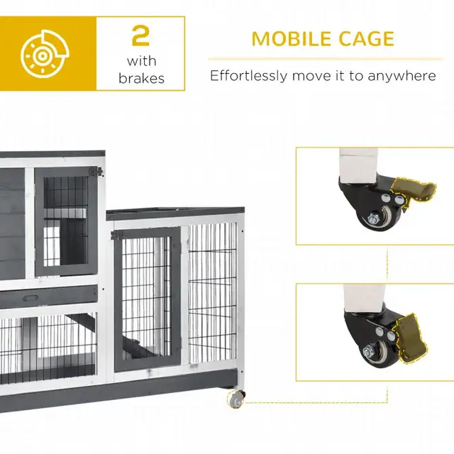 43.25" 2-tier Wooden Rabbit Hutch, Indoor Bunny Cage, 2 trays  in Accessories in Markham / York Region - Image 7