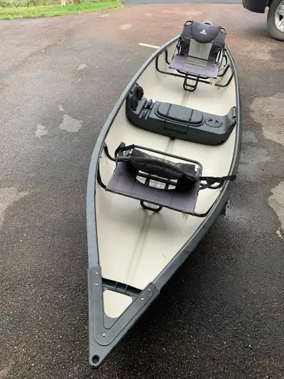 For sale Ascend DC 14 FT polyethylene canoe. Comes with motor Mount.
