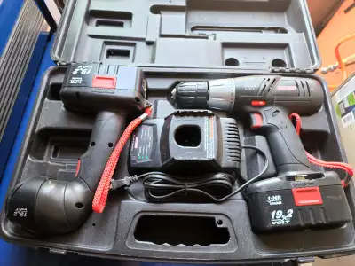 For sale a Craftsman 19.2 Volt, Cordless Drill And Flush Light With Two Batteries And Charger Plus H...