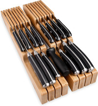 In-Drawer Bamboo Knife Block - Holds 14 Knives