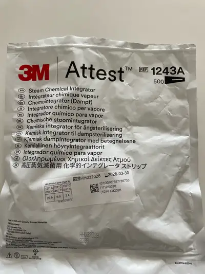 Steam Autoclave, sterilizer indicator strips. Open package Estimate at least 300 strips remain