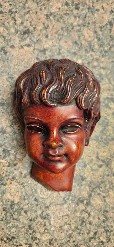 Vintage ACHATIT Decorative Bust – Faux Wood Resin – 6.5", View more