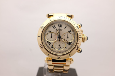 Cartier Pasha, Chronograph 18K Gold 38MM W524428 Box Papers