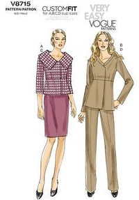 Sewing Pattern: Vogue 8715, jacket, pant, skirt outfit