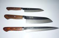 JAPANESE Tsukasa chef knife set of 3 Santoku, Gyuto, Yanagiba
