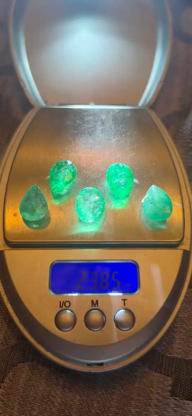 23.85ct Natural Colombian Emerald Set Of Pear & Oval Cushion Cut