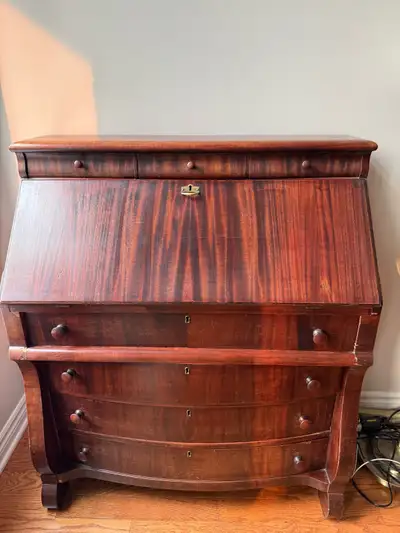 Vintage mahogany secretary desk, View more