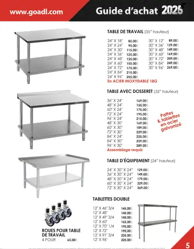 tables en acier inoxydable , View more