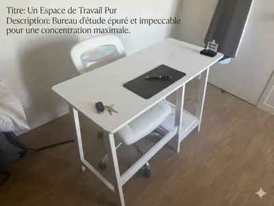 Bureau blanc avec chaise de bureau assortie – Très bon état, View more
