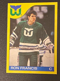 Ron Francis 1985 O-Pee-Chee Hand Cut 1st Year Box Bottom NM/MT