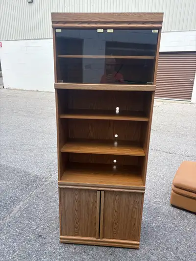 Free delivery used Wood Entertainment Unit with Glass Doors, View more