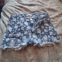 Blue floral jean shorts