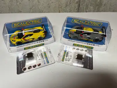 Two Scalextric C8 Corvette Digital Slot Cars - mint condition Less than an hour of track time on eac...