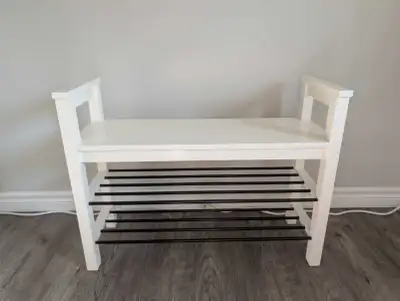 Ikea Hemnes Bench with Shoe Storage, solid wood with metal rods, View more