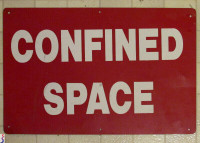 Vintage Tin Galvanized Red Sign Painted Says Confined Space