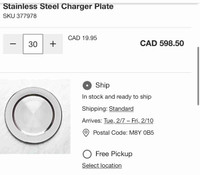 Wedding table 20x Crate & Barrell Stainless Steel Charger Plate