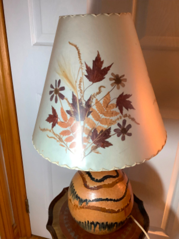 #3 Dornbusch Parchment Lamp Mid Cent Lava Glazed Pottery Base in Indoor Lighting & Fans in Belleville