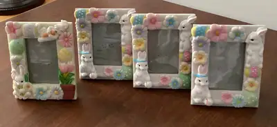 EASTER #3 - 4 Resin Easter Bunny Frames for 2” x 3” Photos, View more