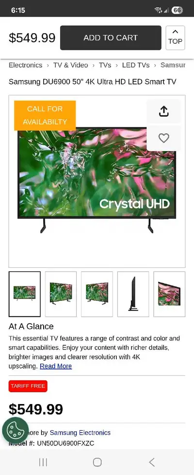 ON SALE(2024) SAMSUNG 4K CRYSTAL UHD SMART TV, View more