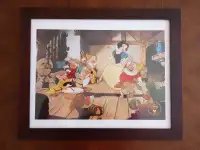 Snow White and the seven dwarfs framed lithograph 