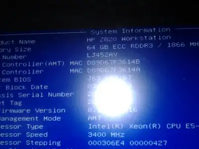 hp z820 64g 1866 mem 2x e5-2687w v2 8c 3.4 ghz passmark 25000 !, View more