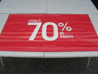 Pancarte Commercial en Vinyle Rouge et Blanc Jusqu'à 70% de Raba