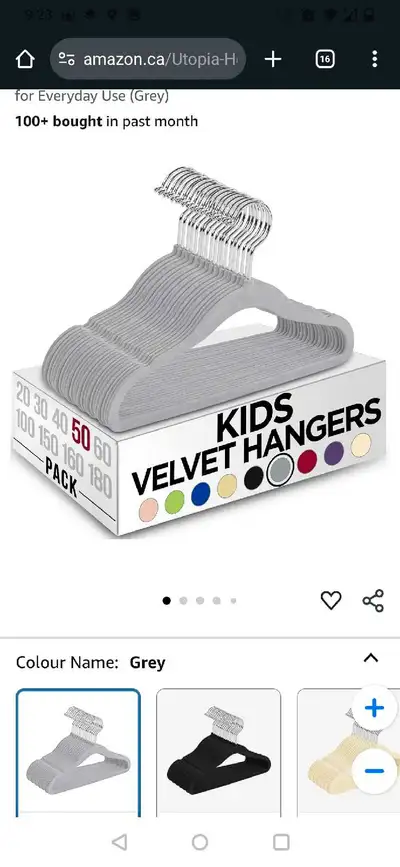 Utopia Velvet Kids Hangers, View more