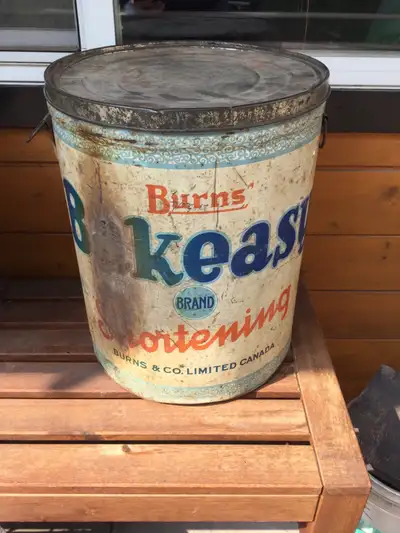 Vintage Large Burn’s Shortening Pail, View more