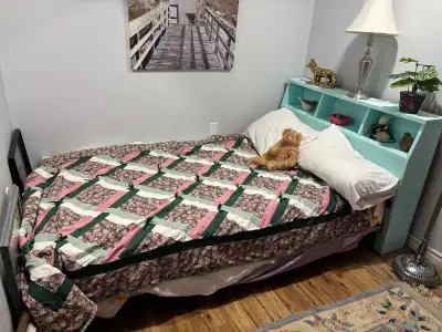 antique bed frame with mattress (double), View more