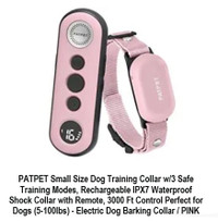 (NEW) PATPET Small Size Dog Training Collar & Remote 3000’ PINK
