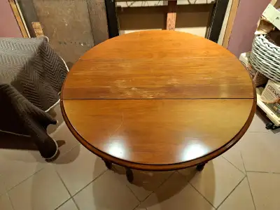 Round Drop Leaf Table - Antique, Solid Wood, View more