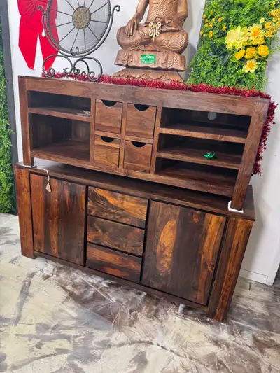 Buffet bois de rose massif, Bahut sheesham, crédence, View more